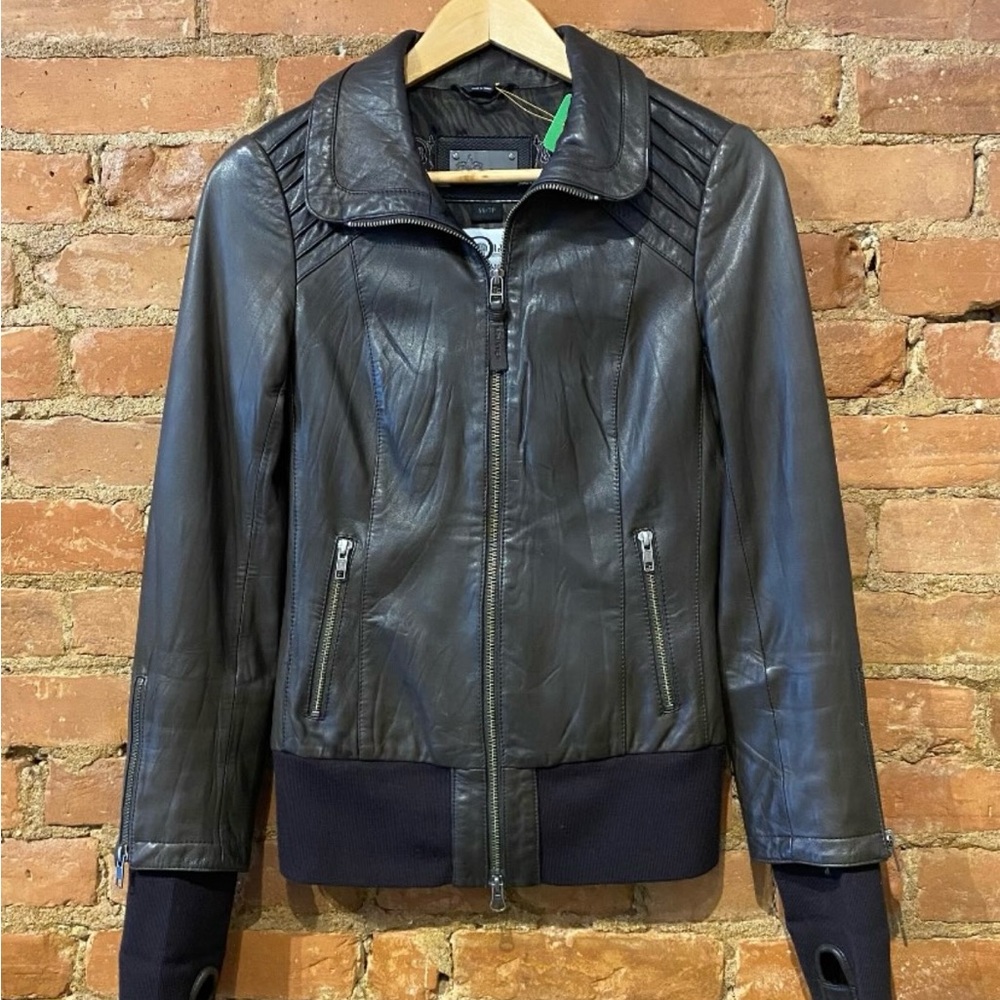 Mackage Brown Leather Jacket Classic Motorcycle Style
